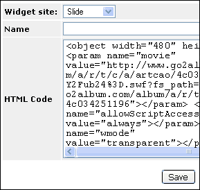 embed slideshow in bebo