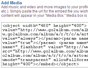 embed slideshow in friendster