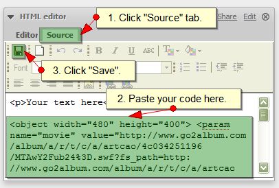 embed slideshow in netvibes