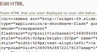 embed slideshow in piczo